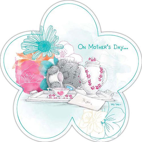 Mum with Tea Me to You Bear Flower Shaped Mothers Day Card £1.95